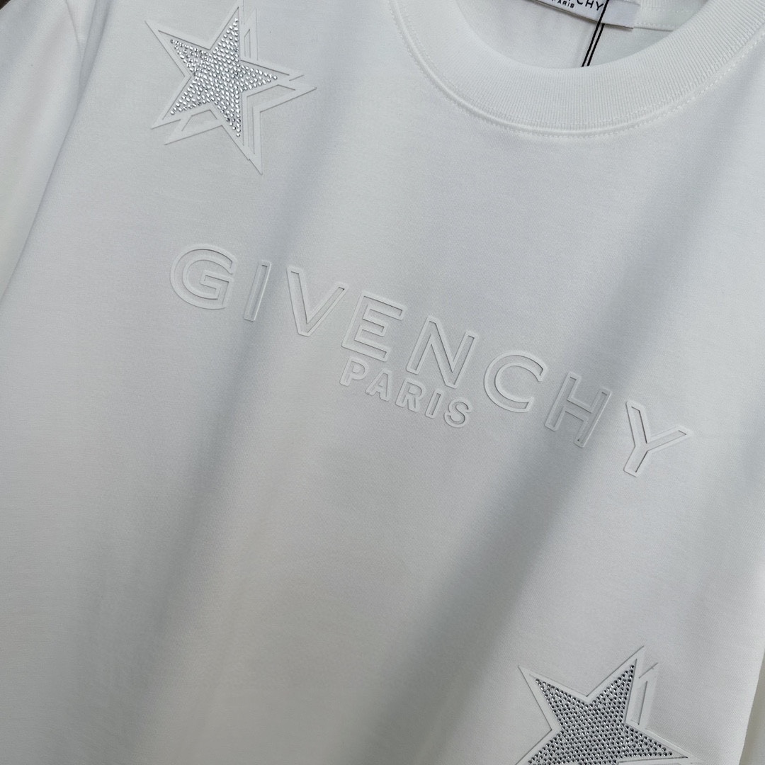 海外セレブ定番愛用 ジバンシィ tシャツ レディース激安通販 トップス 純綿 星プリント 半袖 メンズ ホワイト_4