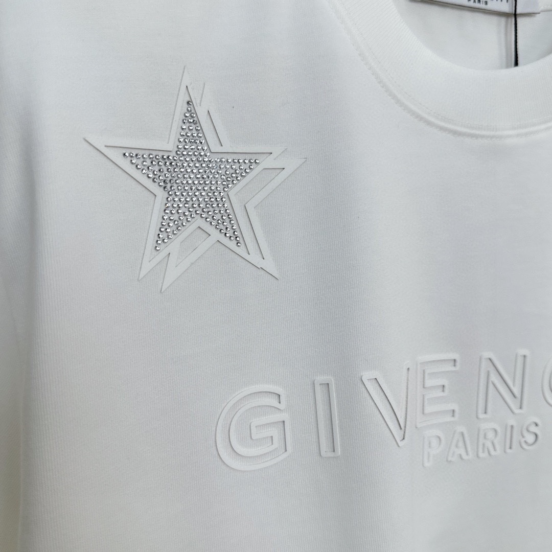 海外セレブ定番愛用 ジバンシィ tシャツ レディース激安通販 トップス 純綿 星プリント 半袖 メンズ ホワイト_5