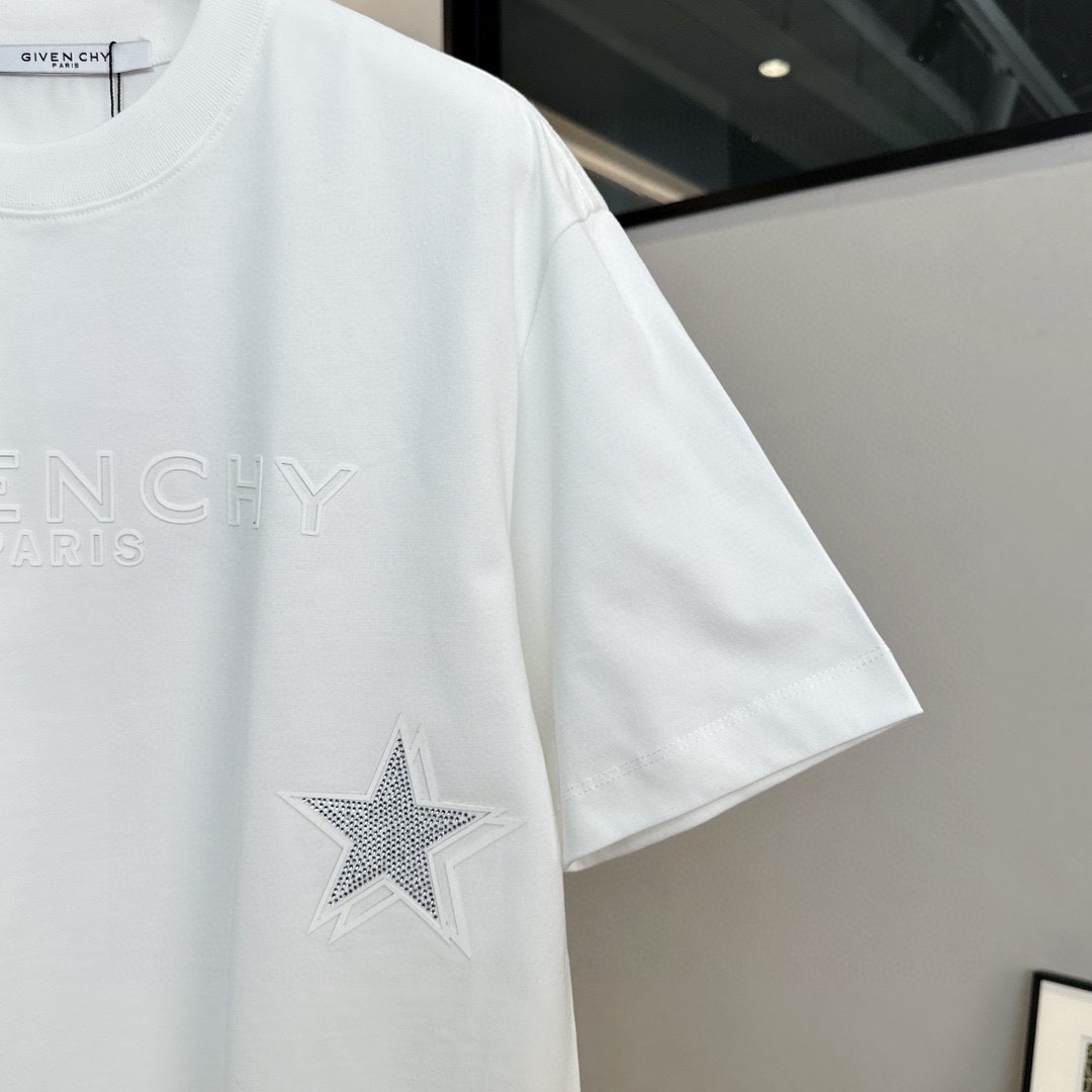 海外セレブ定番愛用 ジバンシィ tシャツ レディース激安通販 トップス 純綿 星プリント 半袖 メンズ ホワイト_6