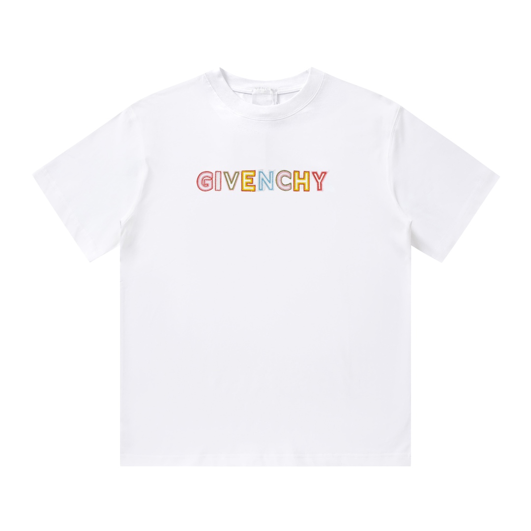 ジバンシィ フーディ激安通販 お買い得大人気 トップス tシャツ 純綿 カラフルロゴ 短袖 柔らかい 2色可選 ホワイト_1