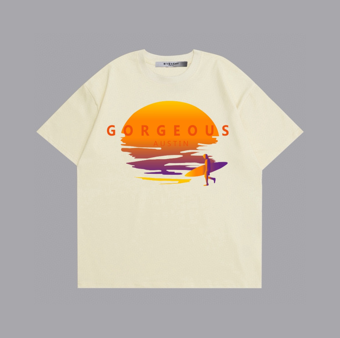 触り心地のいい ジバンシィtシャツスーパーコピー 半袖 トップス 純綿 柔らかい 男女兼用 早春新作 シンプル イエロー_1