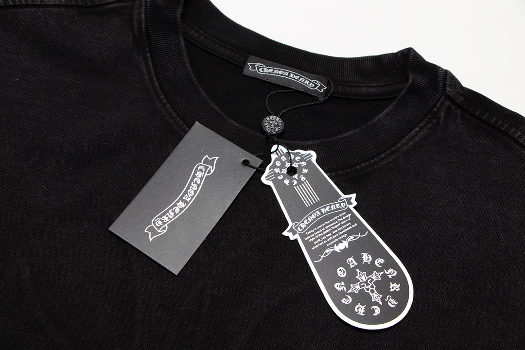 メンズ クロムハーツtシャツ激安通販 抜群の吸汗性 ファッション トップス 純綿 柔らかい 青い飾り 春夏品 ブラック_8
