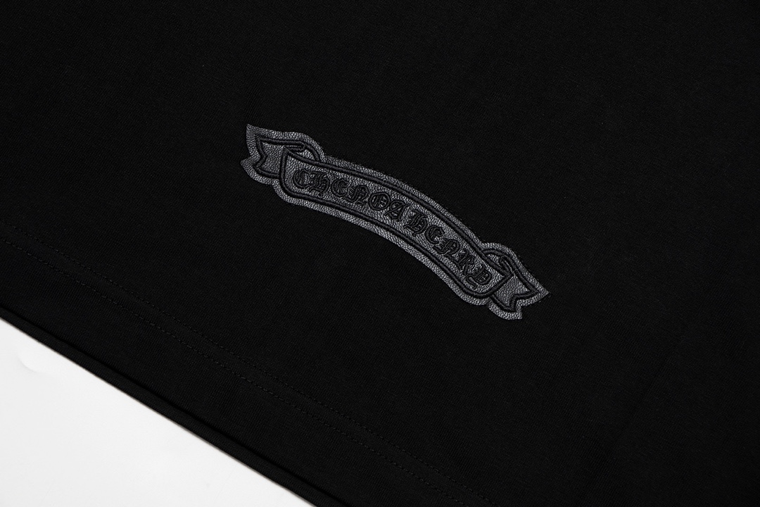 レディース クロムハーツtシャツ偽物 トップス 純綿 柔らかい 激安品 夏服 シンプル レザーロゴ 人気新作 ブラック_7