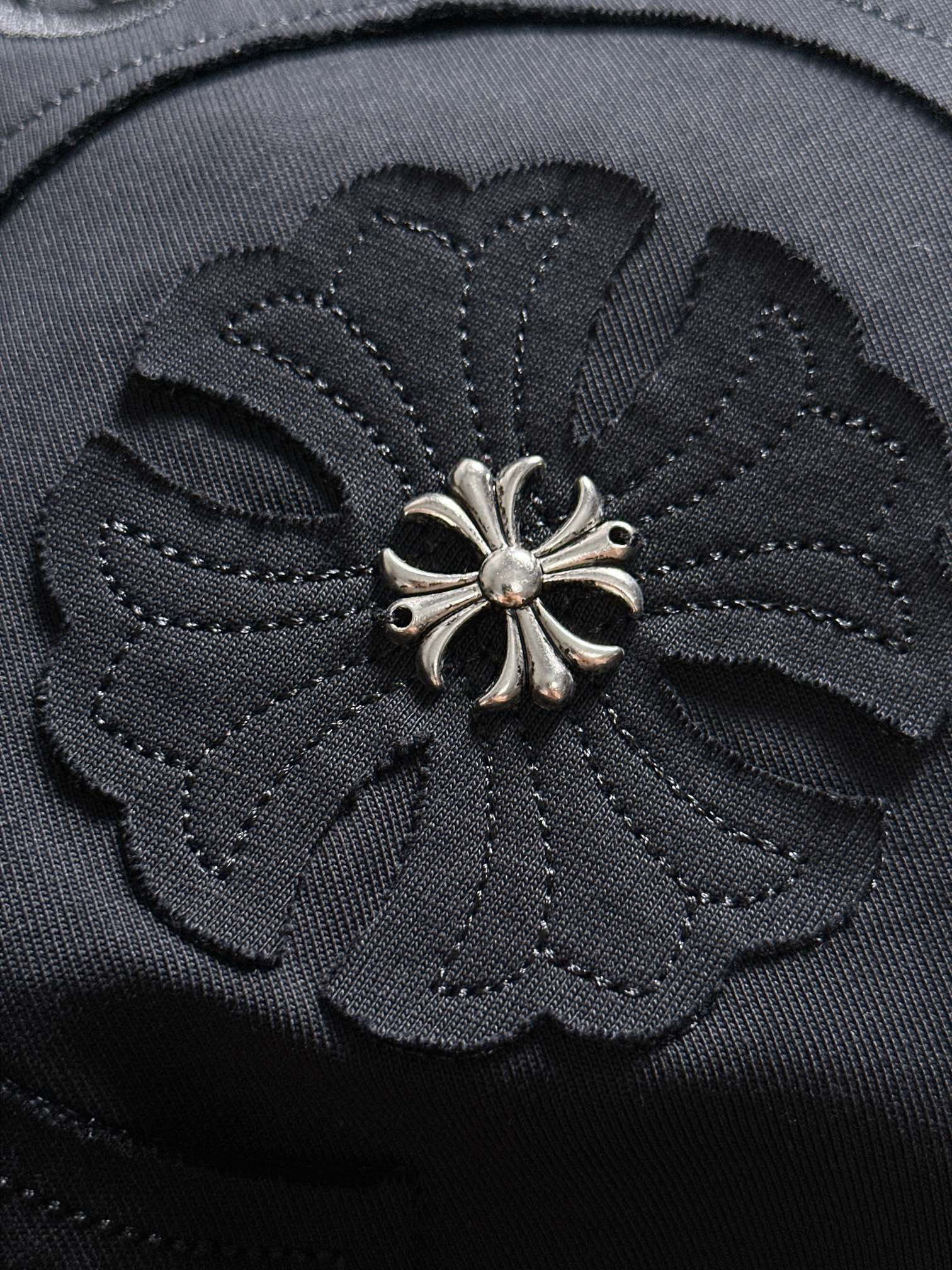 刺繍付き クロムハーツtシャツ値段激安通販 トップス 純綿 柔らかい シンプル 夏 大販売 男女兼用 ブラック_4