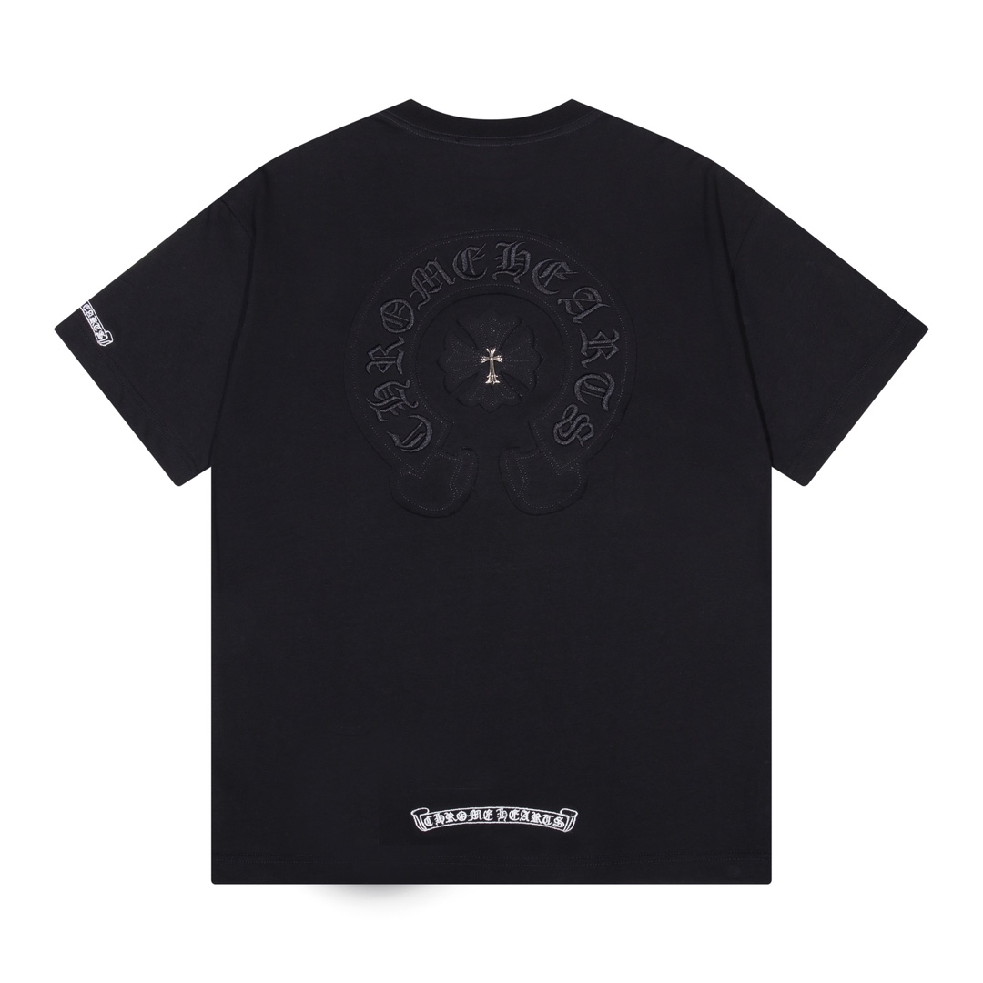 クロムハーツtシャツメルカリ偽物 お買い得大人気 トップス 純綿 柔らかい 男女兼用 ファッション 通気性いい ブラック_1