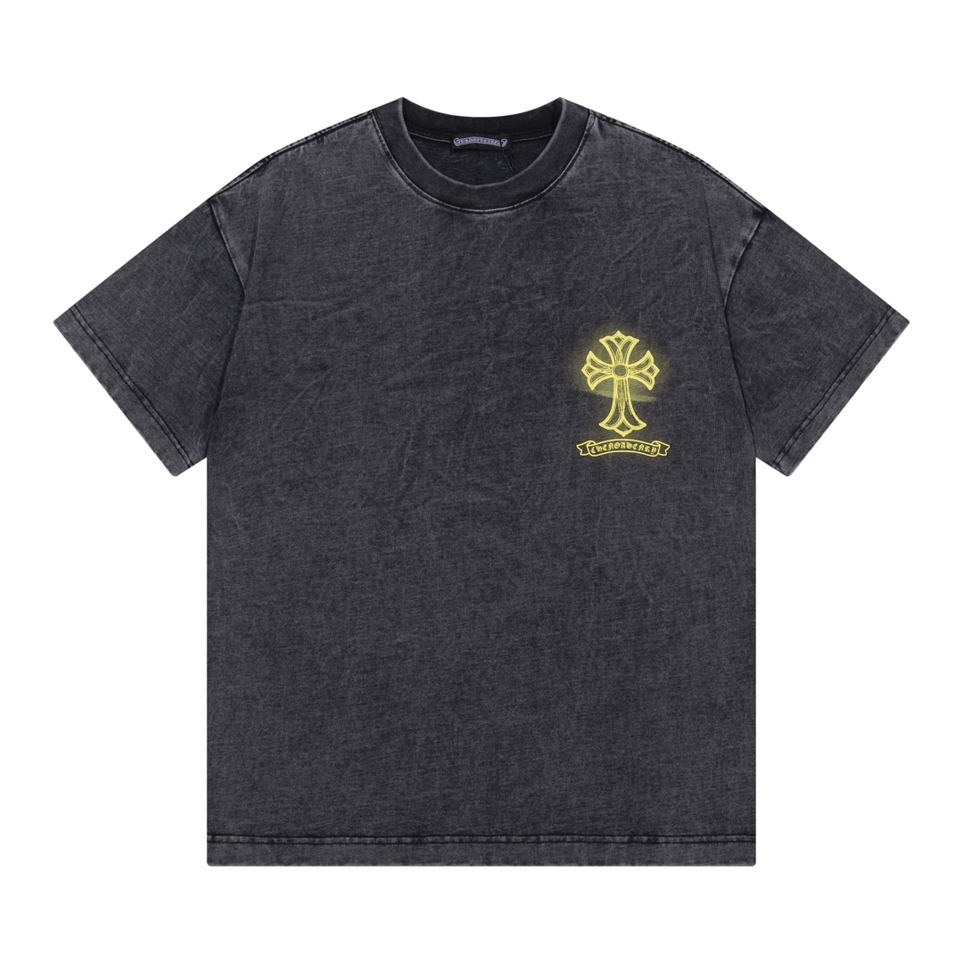 爆買い品質保証 メンズ クロムハーツtシャツ 公式ｎ級品 トップス 純綿 ロゴプリント 柔らかい 夏人気服 ブラック_1
