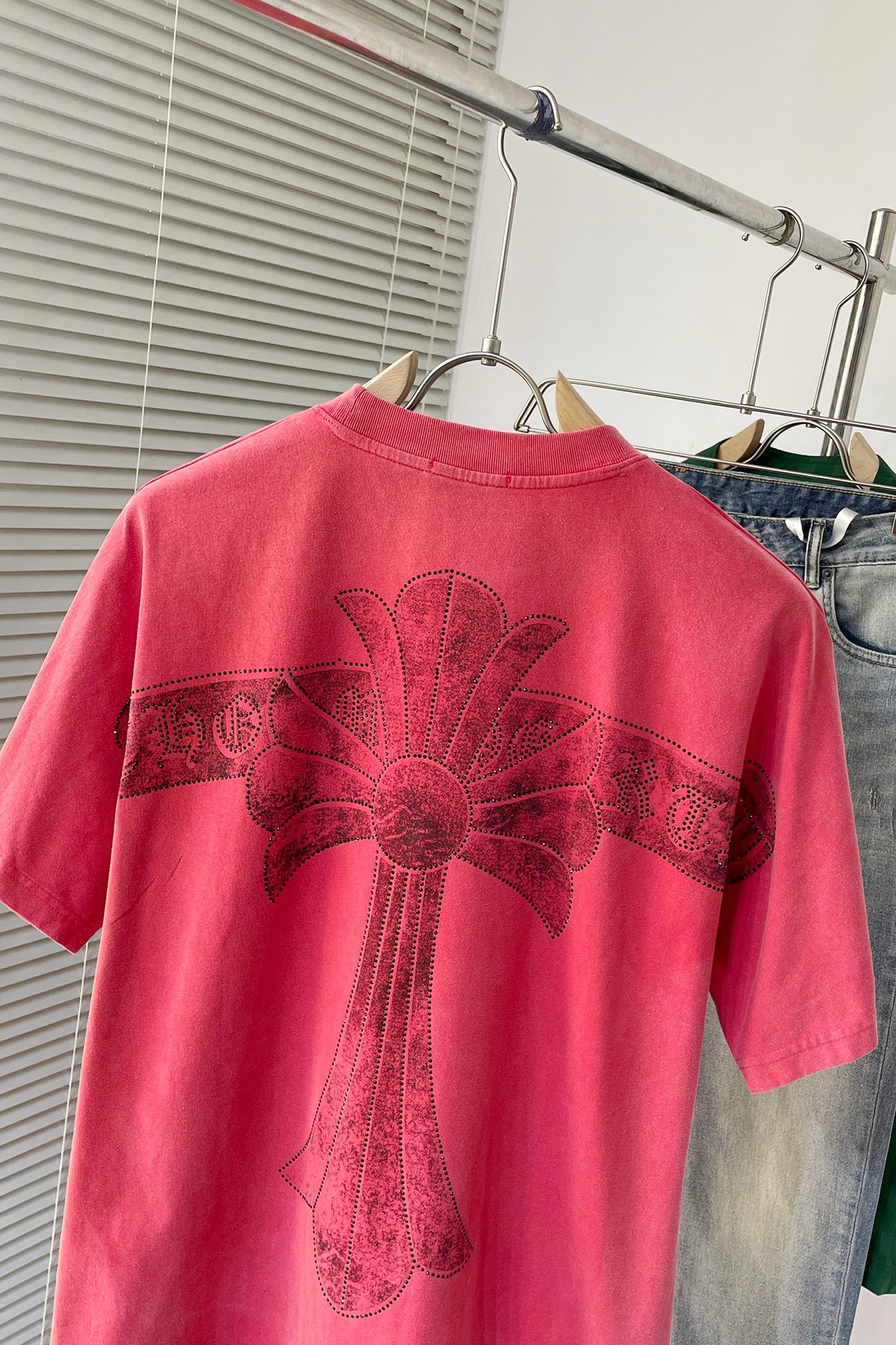 限定セール低価 クロムハーツ 衣類激安通販 Tシャツ トップス 純綿 ゆったり 十字架プリント ファクトリー 2色可選 レッド_8