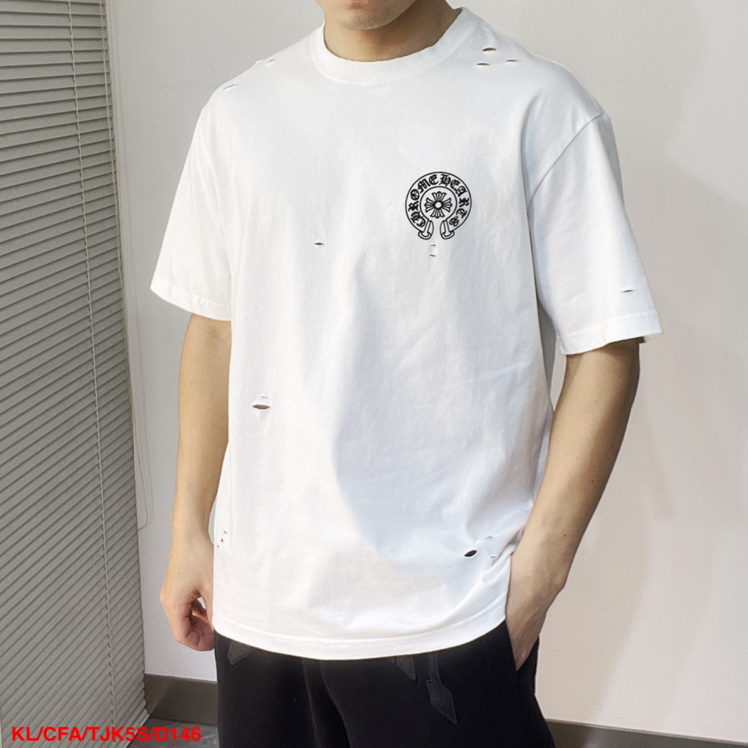 クロムハーツtシャツ 公式偽物 トップス 純綿 半袖 高級感に溢れ ゆったり 柔らかい ホワイト_3