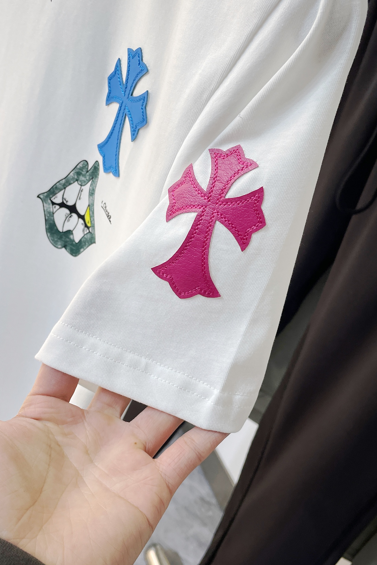 クロムハーツ tシャツ激安通販 トップス 純綿 半袖 カラフル十字架 ファッション 高品質 男女兼用 2色可選_8