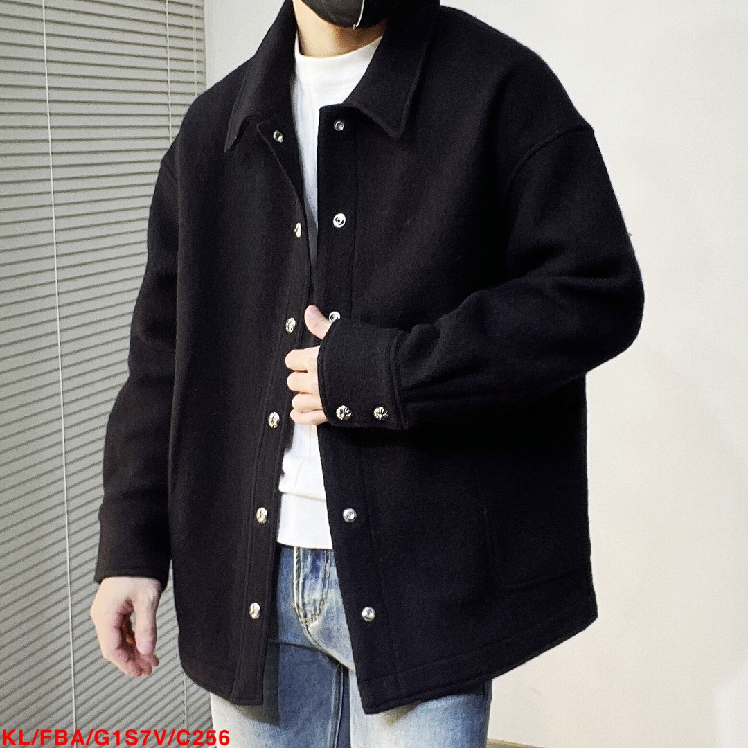 クロムハーツ ワイシャツｎ級品 シャツ メンズ 長袖 厚い カジュアル 無地 おしゃれ 暖かい シンプル ブラック_1