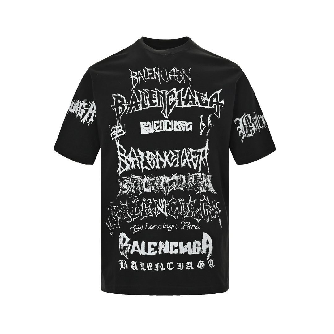 バレンシアガ BALENCIAGA限定 コピー 半袖 Tシャツ コットン ブラック 柔らかい 花柄_1