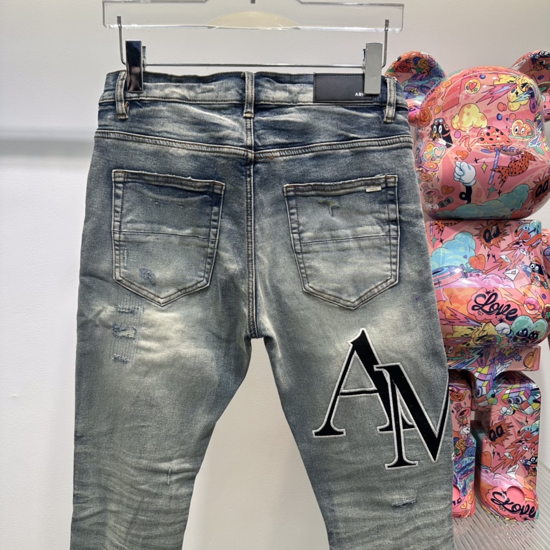 AMIRI アメリカニーノ ジーンズスーパーコピーデニムズボン HOT品質保証 美脚 パンツ シンプル グレイ_4