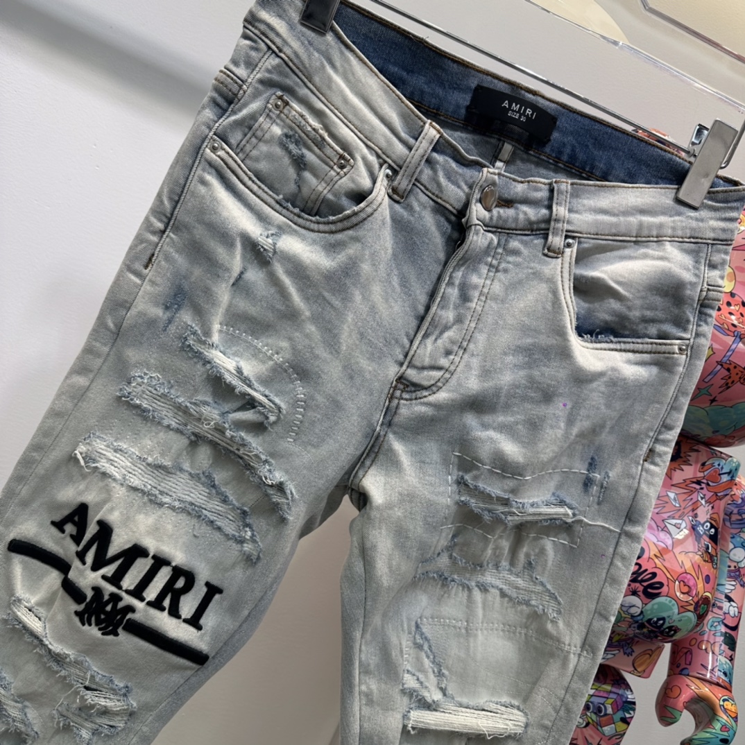 [新季度] amiriズボンｎ級品 デニムズボン 美脚 パンツ ジンーズ 魅せる 激安品 ファッション グレイ_3