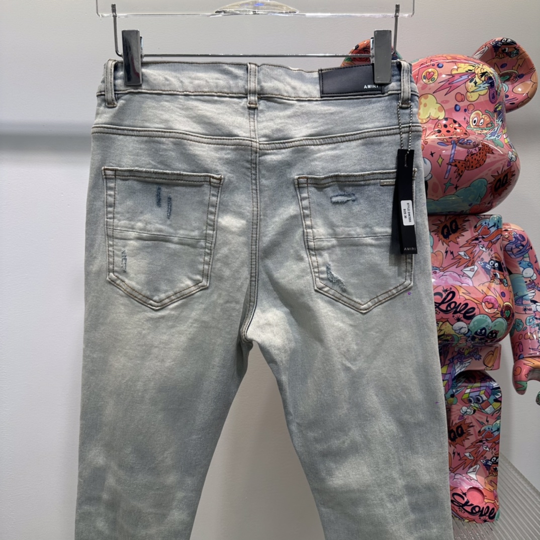 [新季度] amiriズボンｎ級品 デニムズボン 美脚 パンツ ジンーズ 魅せる 激安品 ファッション グレイ_4