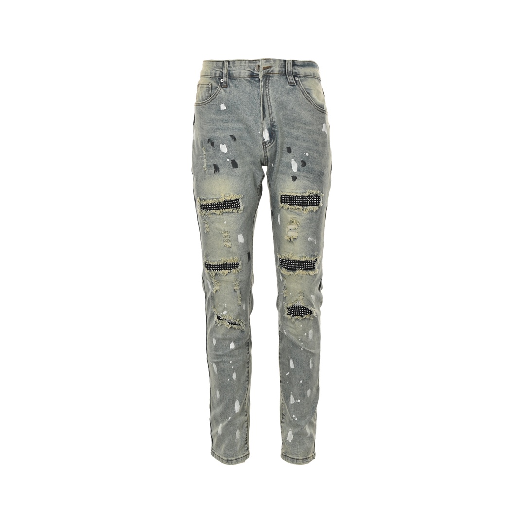 AMIRI ズボンスリットスーパーコピー デニムズボン 美脚 パンツ ジンーズ 日常服 柔らかい 通勤 通学 シンプル グレイ_1