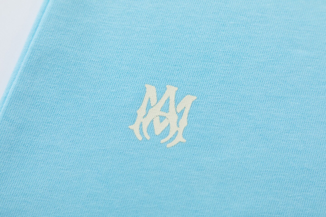 AMIRI 人気定番可愛い tシャツたたみコピー LOGOプリント 半袖 柔らかい 純綿 トップス ブルー_4