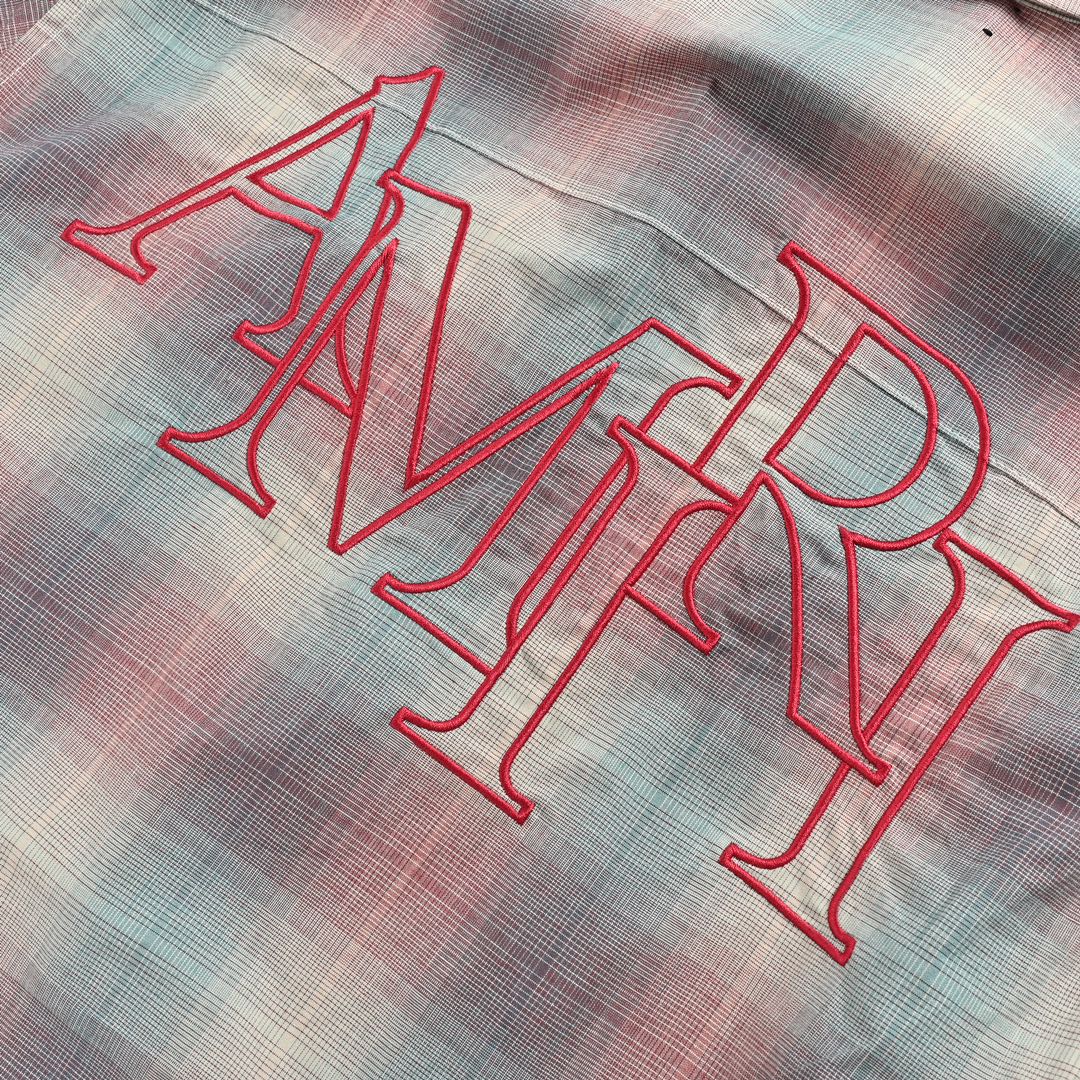 Amiri ラミーシャツとはスーパーコピー 柔らかい 格子模様 シャツ 純綿 シンプル トップス 男女兼用 レッド_5