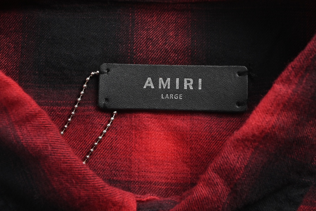 Amiri ミリロア公式ｎ級品 柔らかい 格子模様 シャツ ロゴプリント 純綿 シンプル トップス 男女兼用 レッド_5