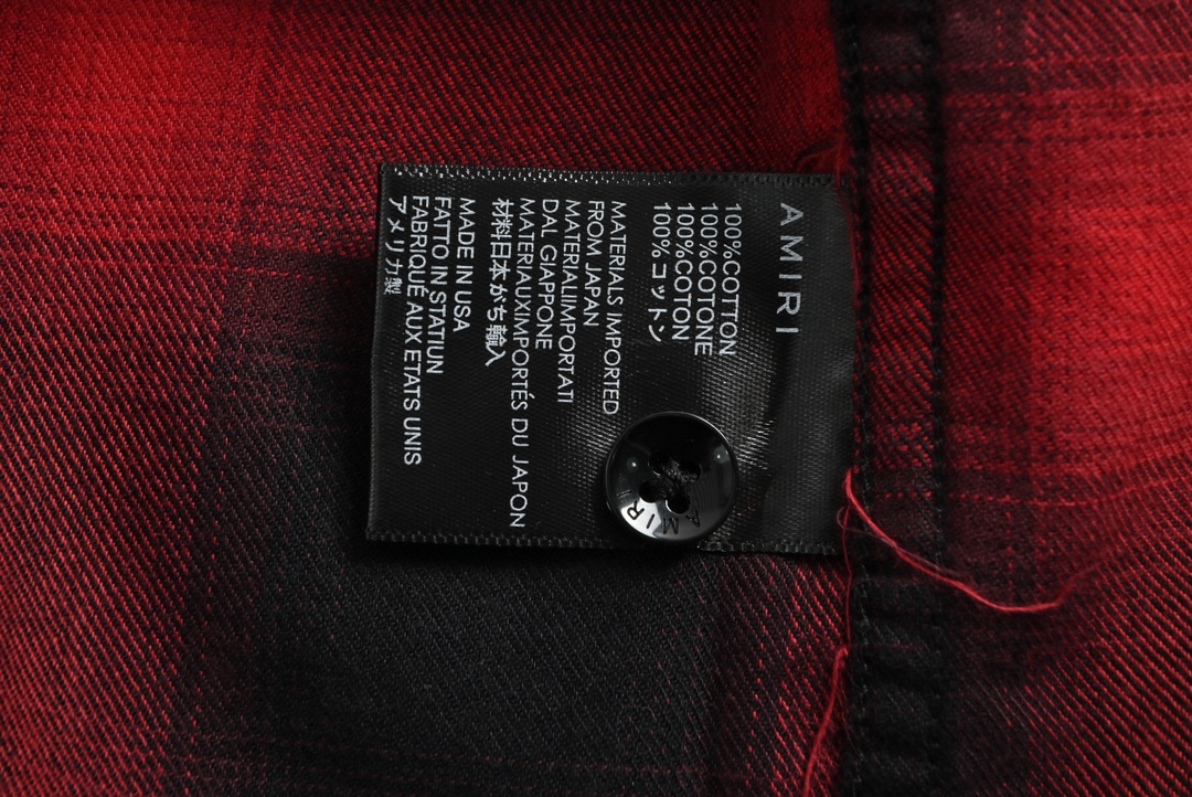 Amiri ミリロア公式ｎ級品 柔らかい 格子模様 シャツ ロゴプリント 純綿 シンプル トップス 男女兼用 レッド_8
