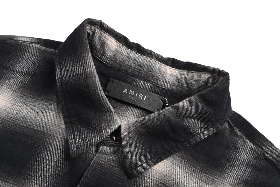 Amiri アミリ シャツ激安通販 シャツ ロゴプリント 純綿 柔らかい 格子模様 シンプル トップス 男女兼用 ブラック_4
