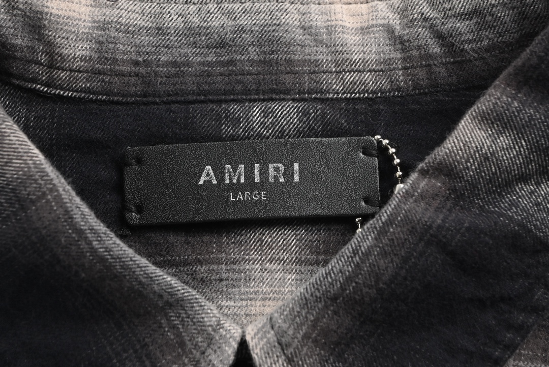 Amiri アミリ シャツ激安通販 シャツ ロゴプリント 純綿 柔らかい 格子模様 シンプル トップス 男女兼用 ブラック_5