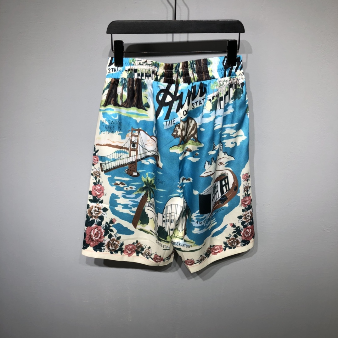 Amiri ズボンアメリカサイズコピー ショットパンツ ズボン 純綿 ビーチパンツ 夏 爽やか メンズ 男女兼用 ブルー_2