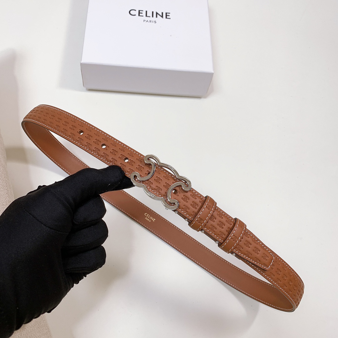 セリーヌ CELINE限定 スーパーコピー ベルト レザー ブラウン サイズ調整可能 穴_1