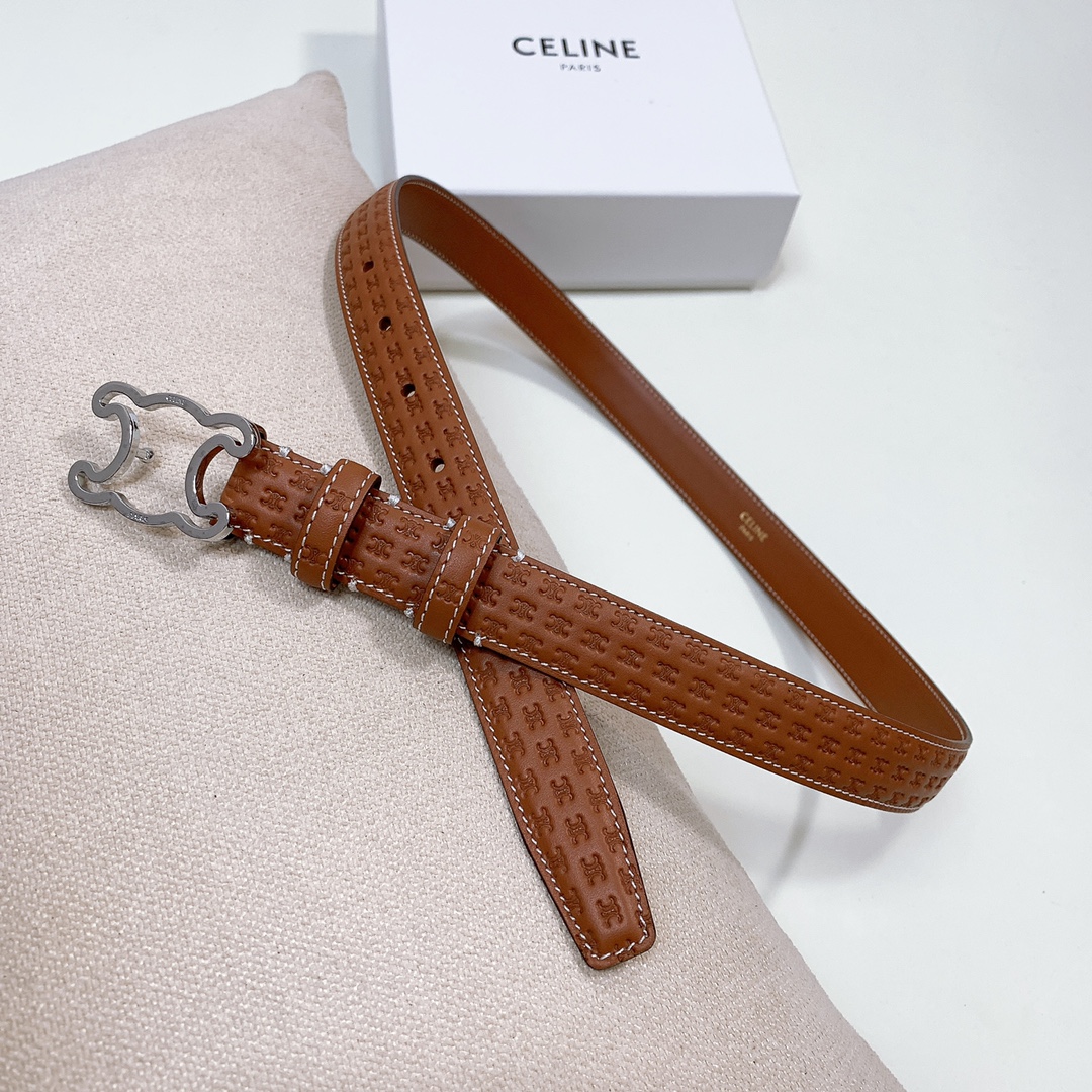 セリーヌ CELINE限定 スーパーコピー ベルト レザー ブラウン サイズ調整可能 穴_5