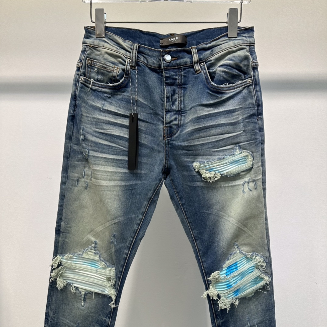 アミリジーンズコピー デニム ズボン 美脚 パンツ ダメージを施し ファッション 新品 シンプル ブルー_2