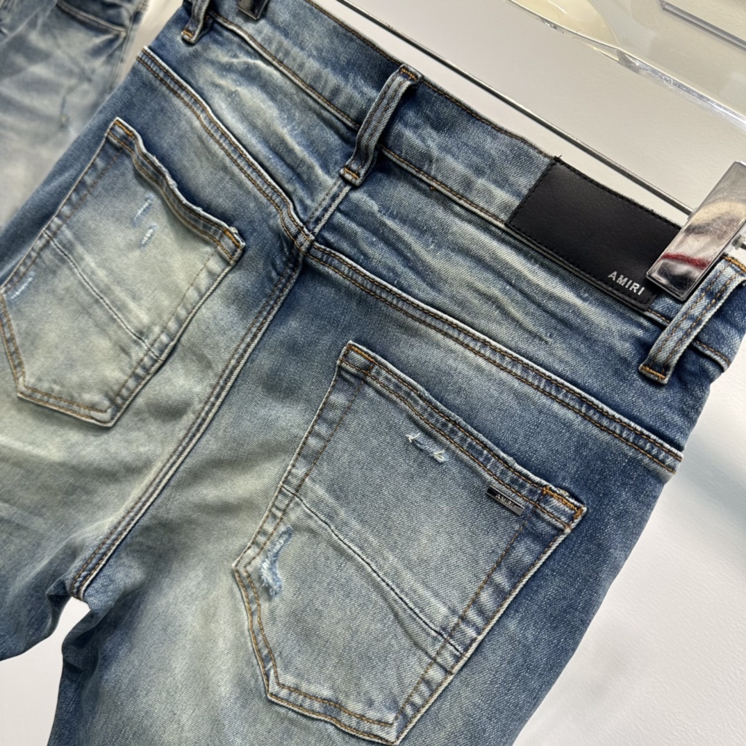 アミリジーンズコピー デニム ズボン 美脚 パンツ ダメージを施し ファッション 新品 シンプル ブルー_6