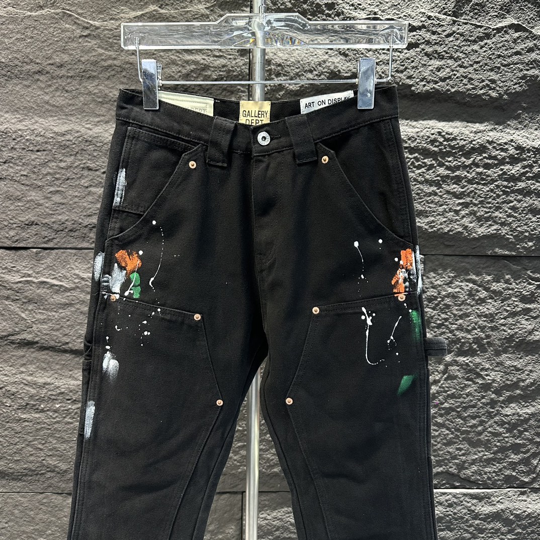 GALLERY DEPT ズボンアメリカサイズ激安通販 デニム ジンーズ 筒形パンツ プリント 柔らかい シンプル ブラック_2