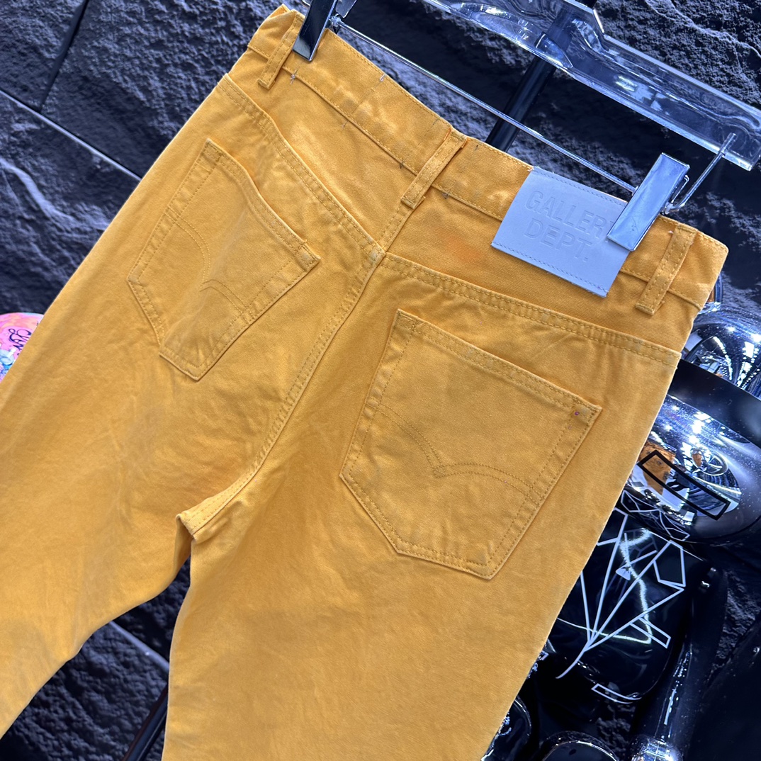 GALLERYDEPT 最前線2024 ズボン アメリカ英語偽物 デニム ジンーズ 筒形パンツ プリント 柔らかい シンプル イエロー_4