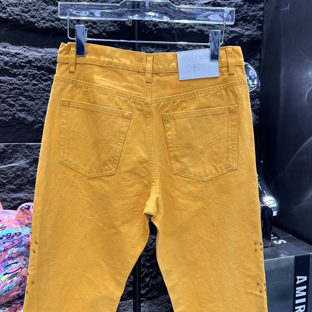 GALLERYDEPT 最前線2024 ズボン アメリカ英語偽物 デニム ジンーズ 筒形パンツ プリント 柔らかい シンプル イエロー_6