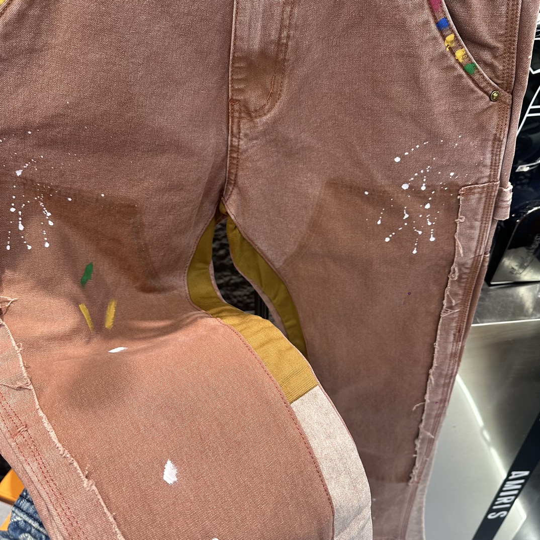 GALLERYDEPT 最前線2024 ズボンamazonＮ級品 デニム ジンーズ 筒形パンツ プリント 柔らかい シンプル ピンク_4