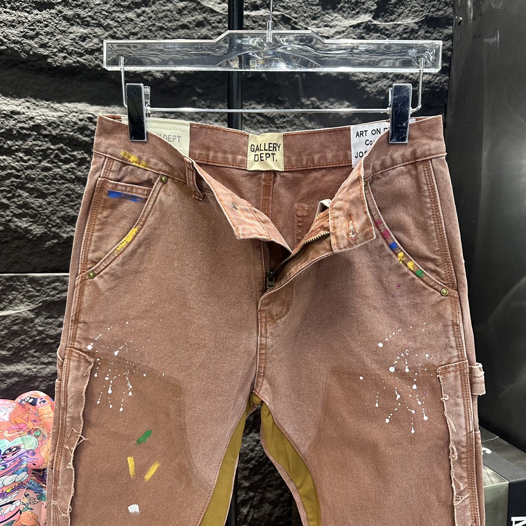 GALLERYDEPT 最前線2024 ズボンamazonＮ級品 デニム ジンーズ 筒形パンツ プリント 柔らかい シンプル ピンク_9