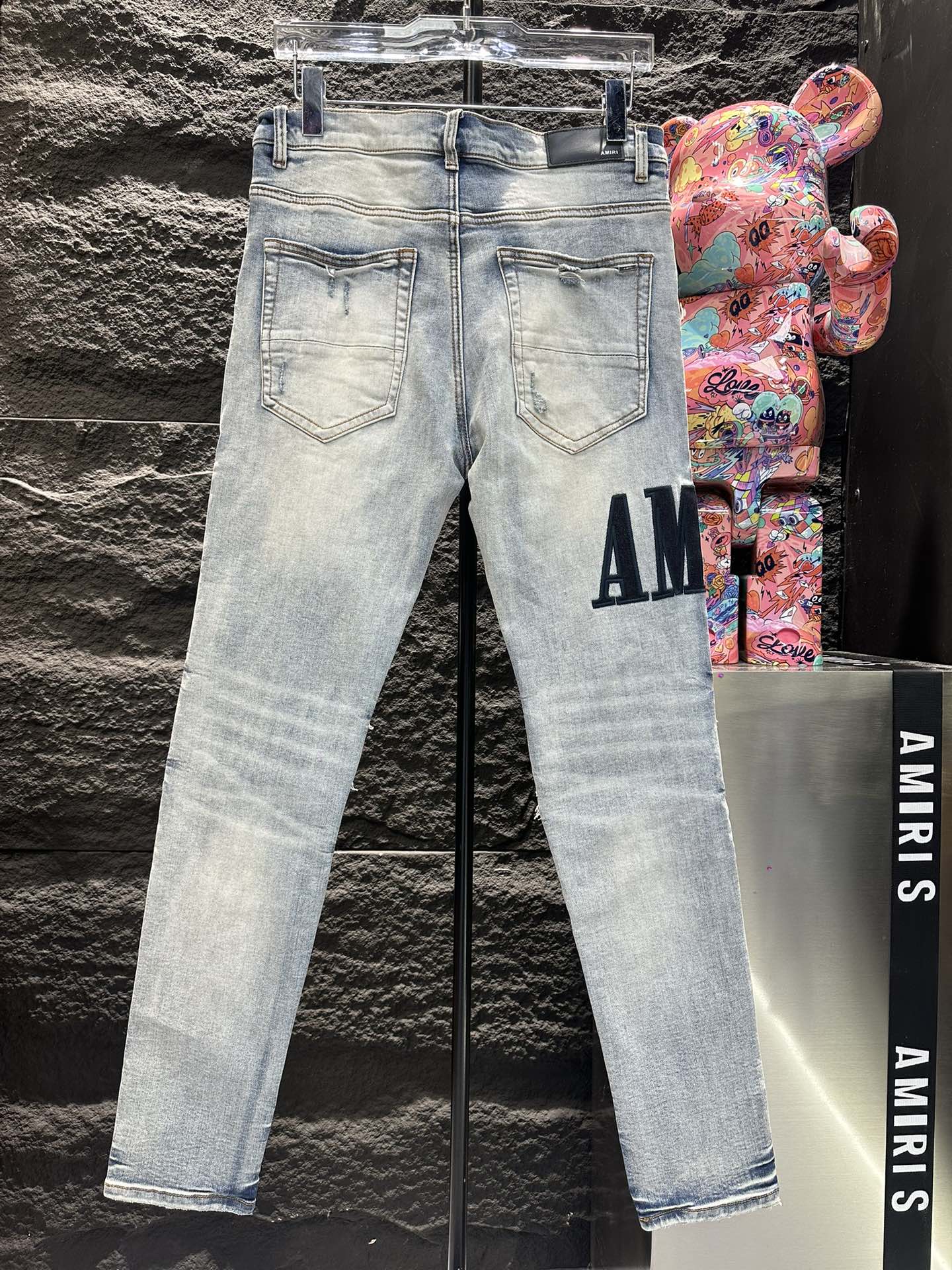 AMIRI 限定セール低価 ズボンスリットコピー デニム ジンーズ パンツ ロゴ刺繍 柔らかい 通学 ファッション ブルー_6