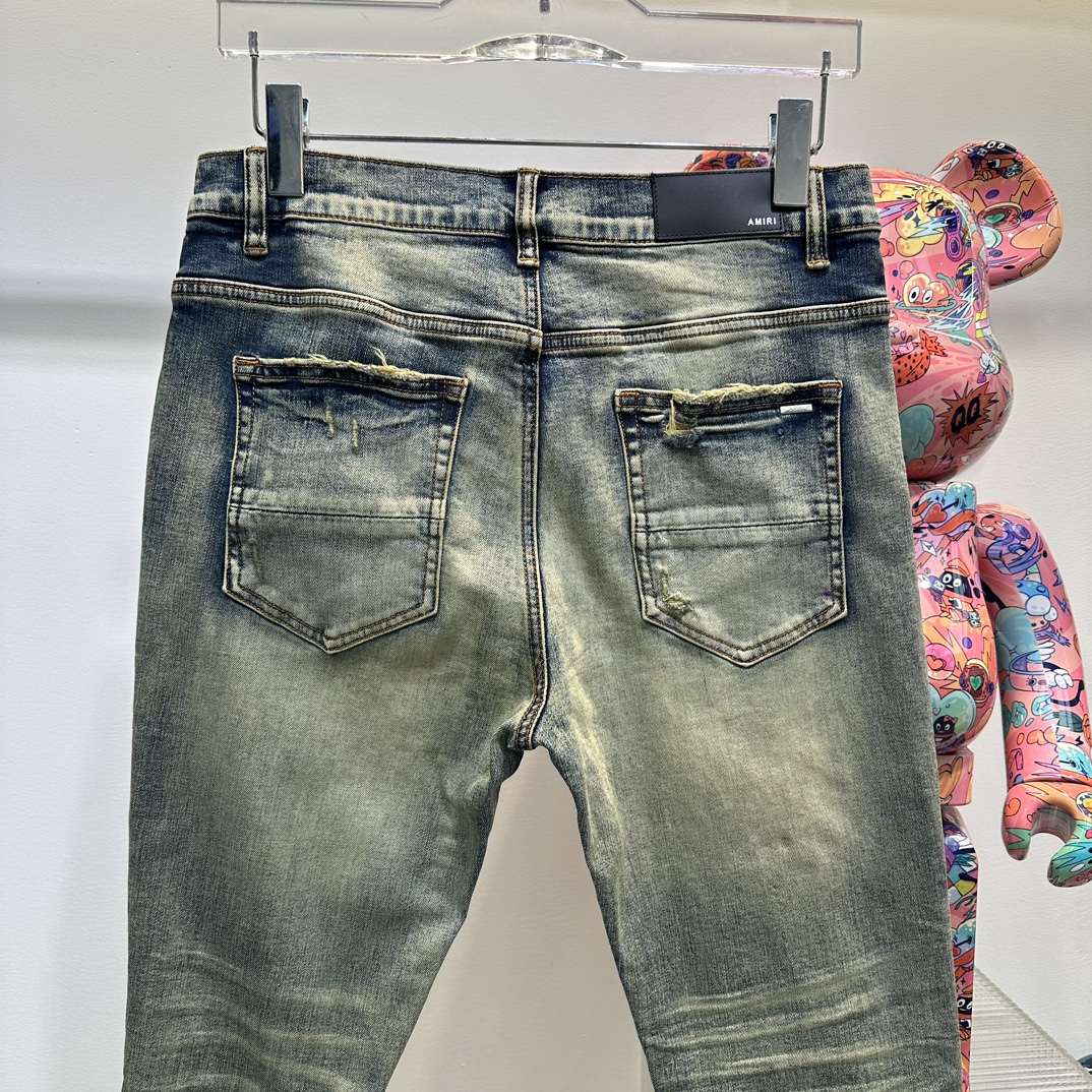 AMIRI チア ズボンＮ級品 デニム ジンーズ パンツ ダメージを施し ファッション 品質保証 柔らかい グレイ_4