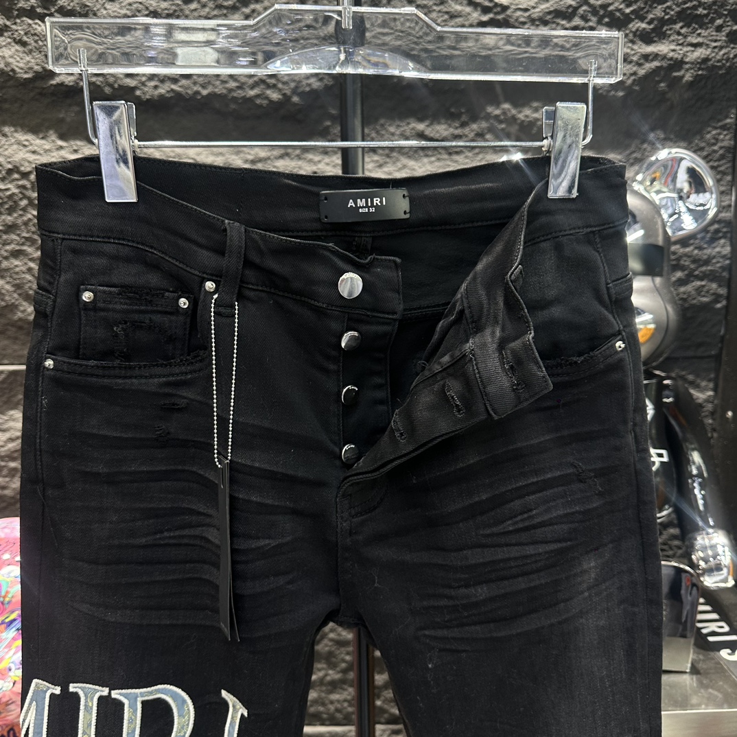 AMIRI グラミチズボンコピー デニム ジンーズ パンツ ロゴプリント シンプル ファッション 高級感 柔らかい ブラック_7