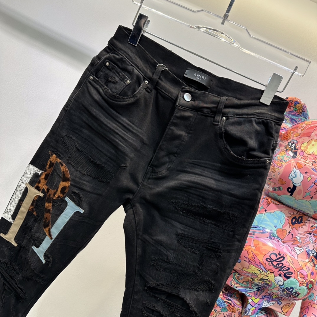 AMIRI アミアミズボンＮ級品 デニム 柔らかい ジンーズ パンツ 人気定番 ロゴ付き 通学 ビジネス 美脚 ブラック_3