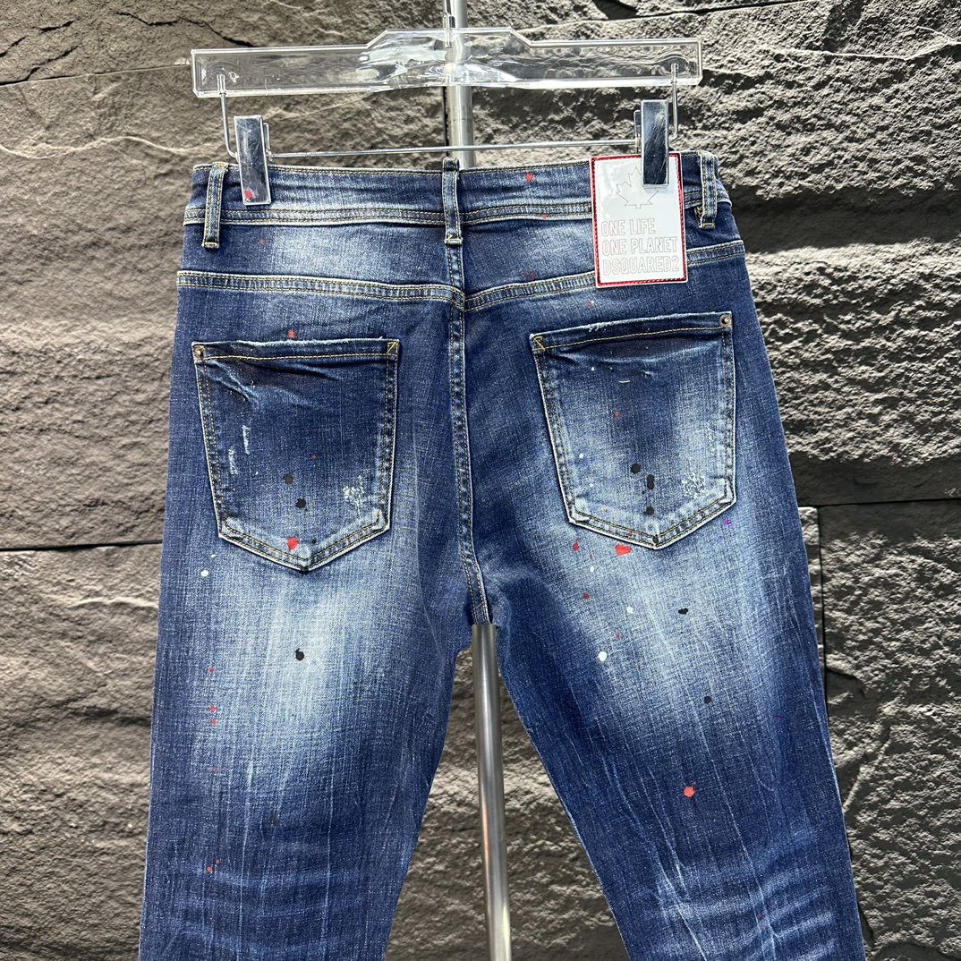 DSQUARED2 高級感に溢れ ズボンアメリカサイズ偽物 デニム素材 美脚 柔らかい ジンーズ パンツ 通学 ブルー_4