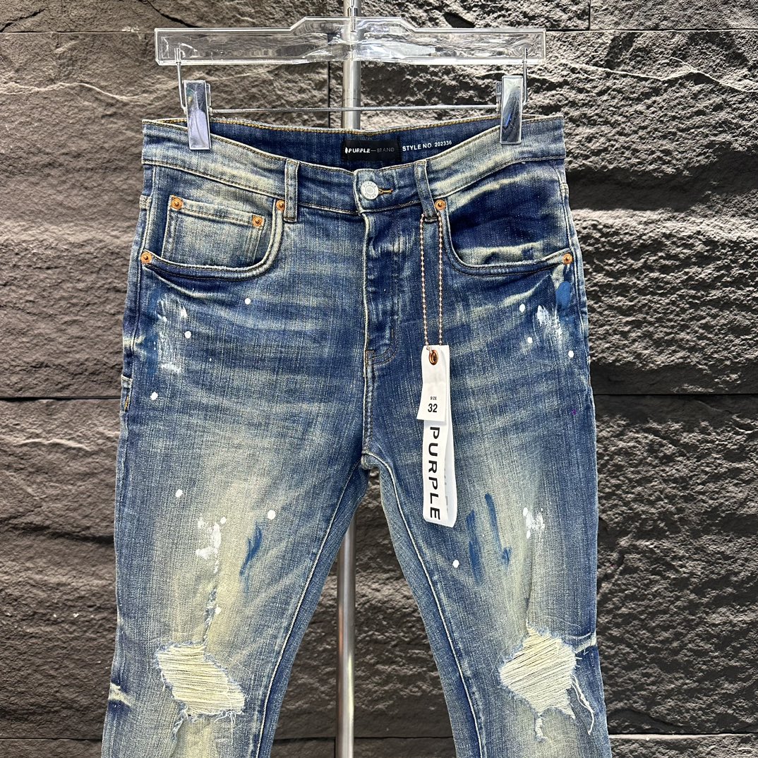 purple brand 限定セール低価 ズボンのワタリとはＮ級品 デニム 柔らかい ジンーズ パンツ 品質保証 ブルー_2