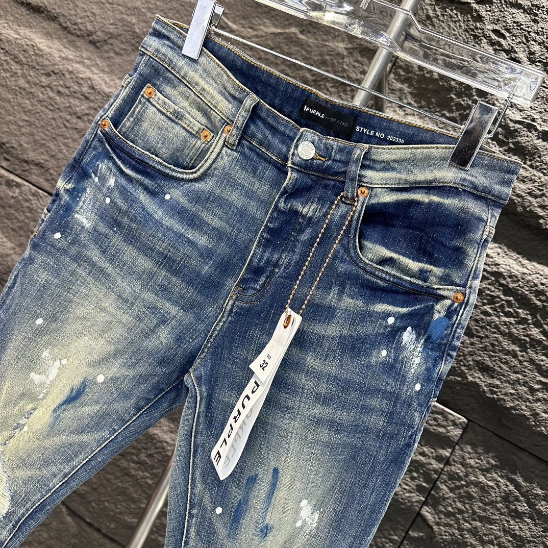 purple brand 限定セール低価 ズボンのワタリとはＮ級品 デニム 柔らかい ジンーズ パンツ 品質保証 ブルー_3
