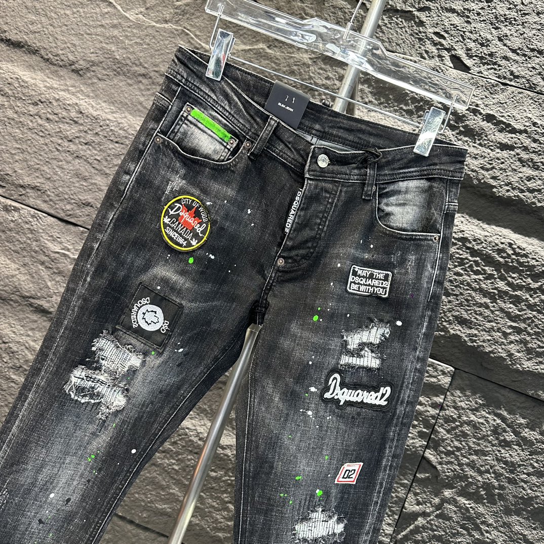 DSQUARED2 ディスクエアード 新作スーパーコピー デニム素材 美脚 柔らかい ジンーズ パンツ シンプル 流行 ブラック_9