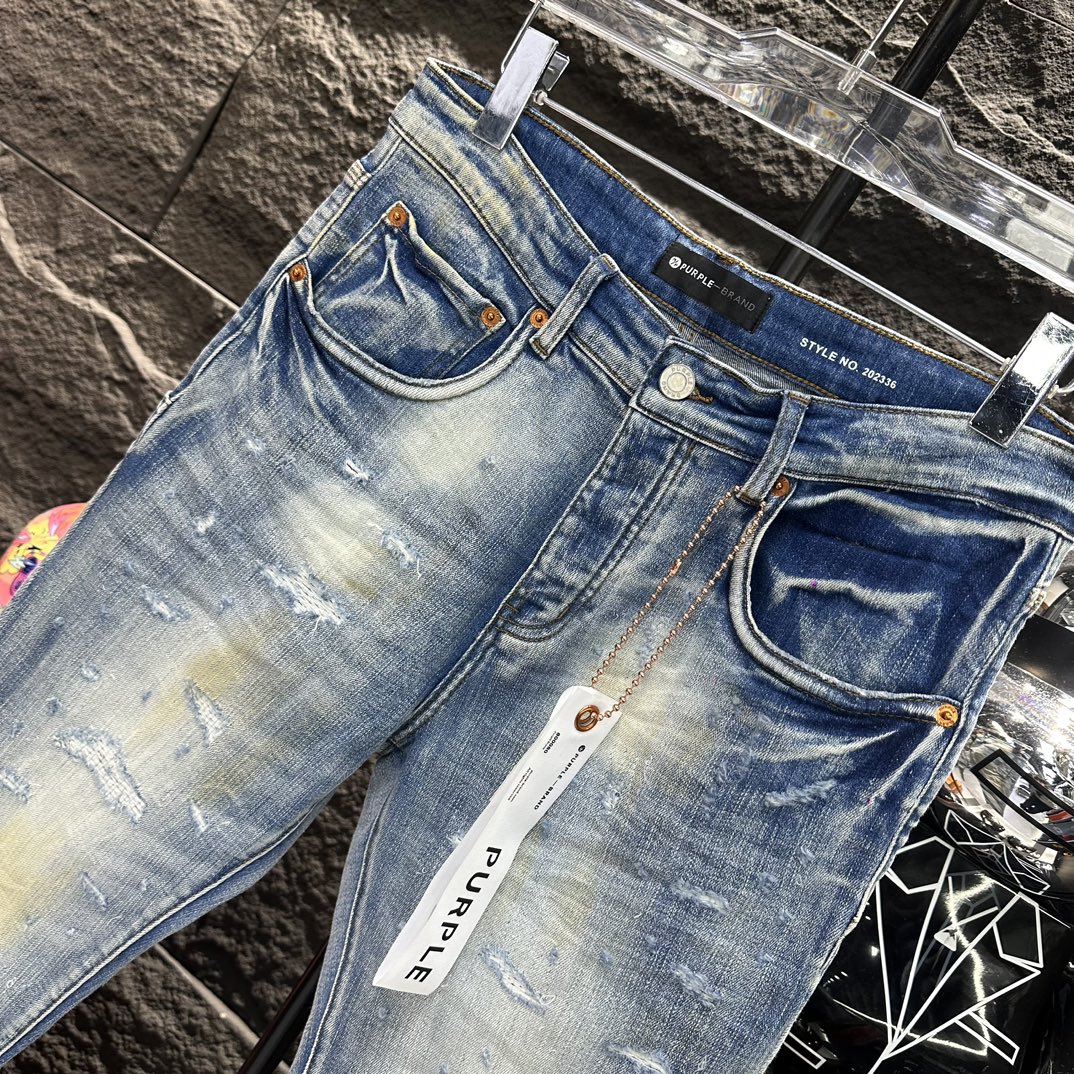 purple brand ノース パープルレーベルとはＮ級品 デニム素材 美脚 柔らかい ジンーズ パンツ ズボン ブルー_3