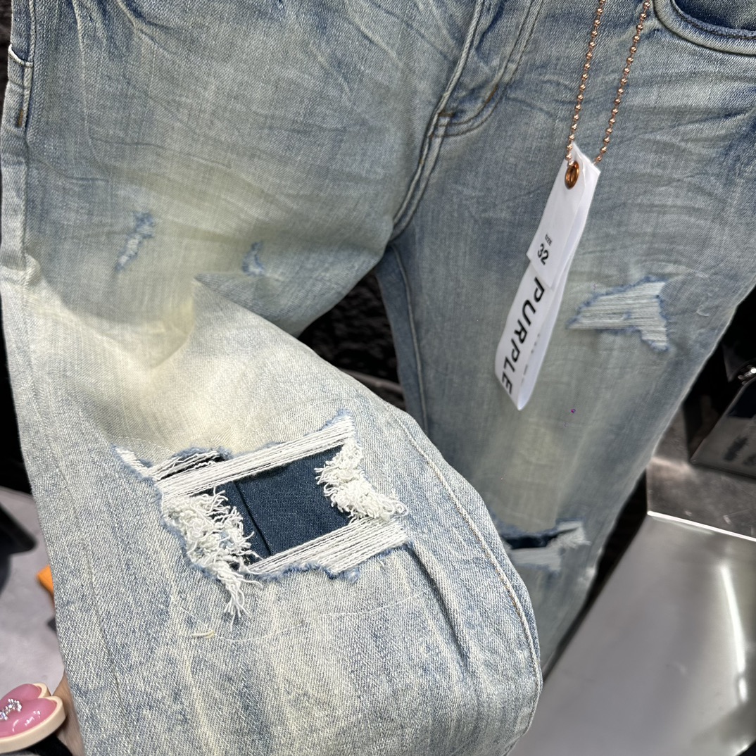 purple brand パープルレーベルパンツコピー デニム素材 美脚 柔らかい ジンーズ パンツ ズボン ブルー_4
