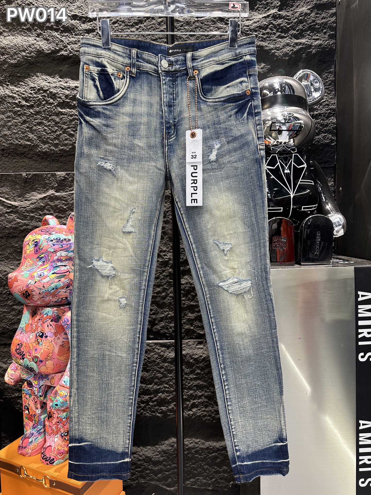 purple brand パープルズボンスーパーコピー デニム素材 柔らかい 通学 シンプル ジンーズ パンツ ズボン ブルー_1