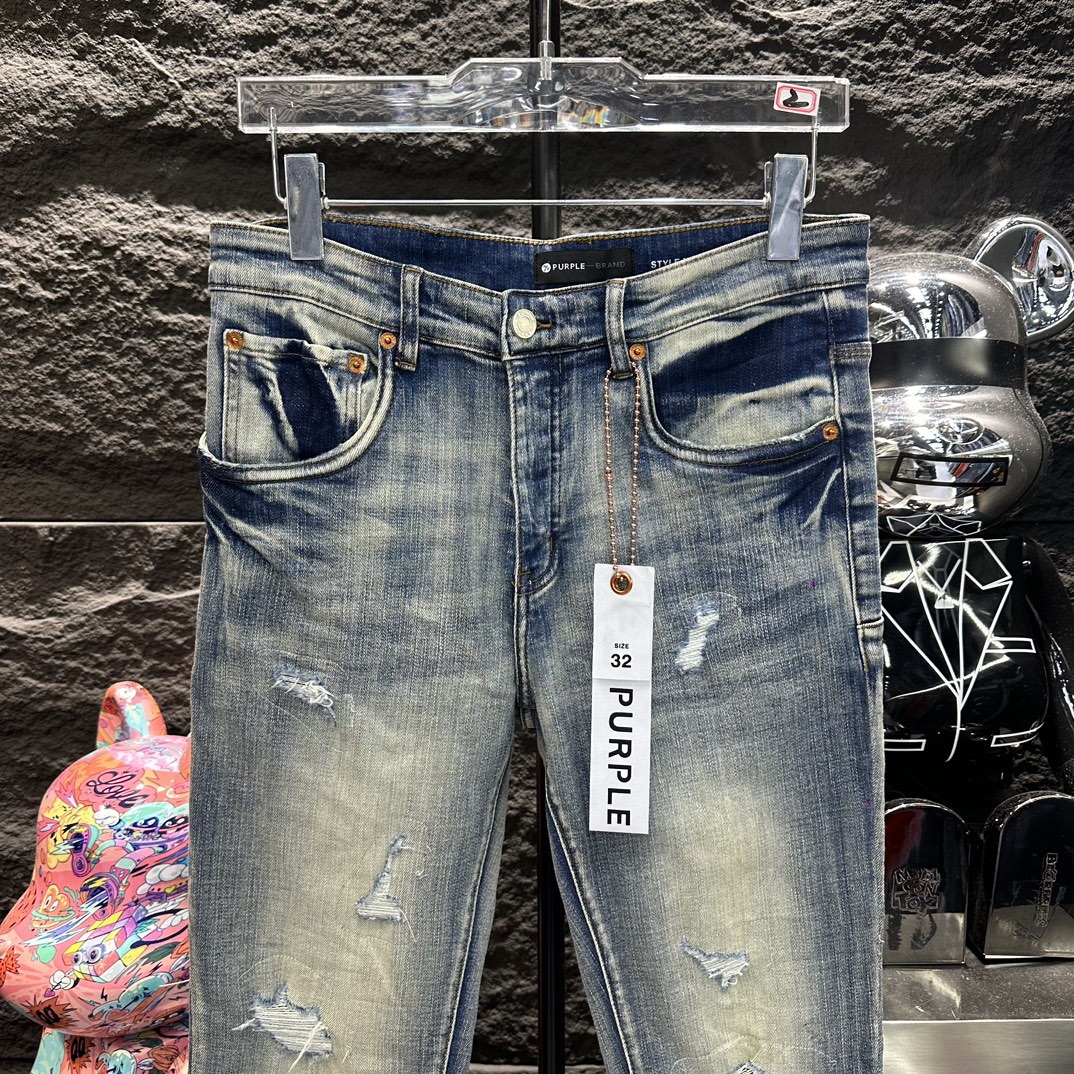 purple brand パープルズボンスーパーコピー デニム素材 柔らかい 通学 シンプル ジンーズ パンツ ズボン ブルー_2