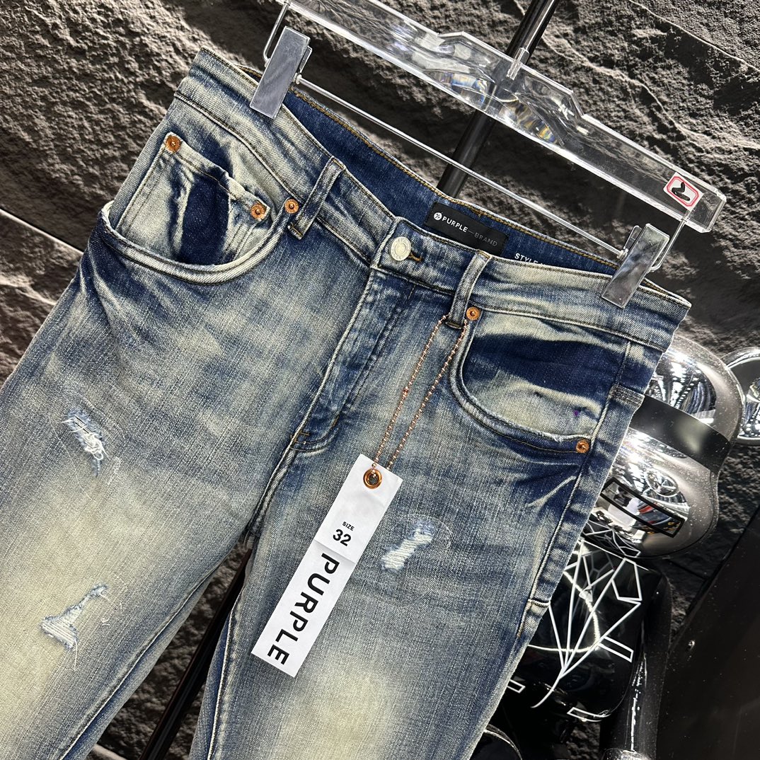 purple brand パープルズボンスーパーコピー デニム素材 柔らかい 通学 シンプル ジンーズ パンツ ズボン ブルー_3