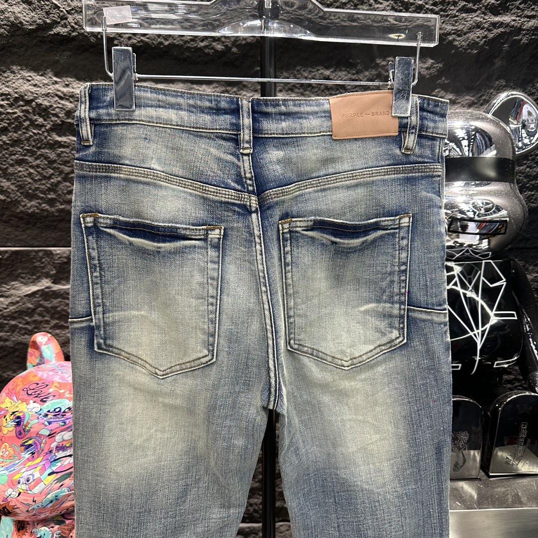 purple brand パープルズボンスーパーコピー デニム素材 柔らかい 通学 シンプル ジンーズ パンツ ズボン ブルー_5