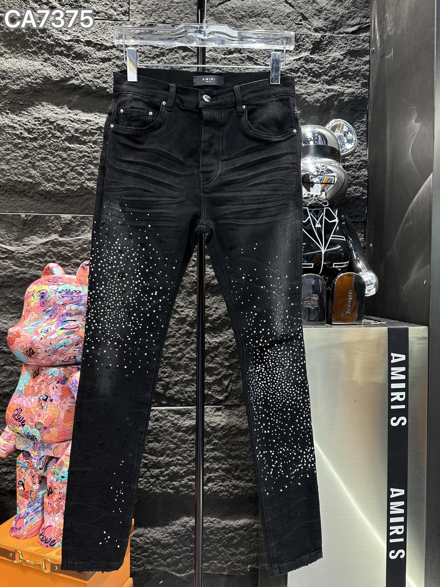 AMIRI HOT 2024夏の定番 amiriズボン偽物 シンプル ジンーズ パンツ 人気定番 デニム素材 新品 ブラック_1